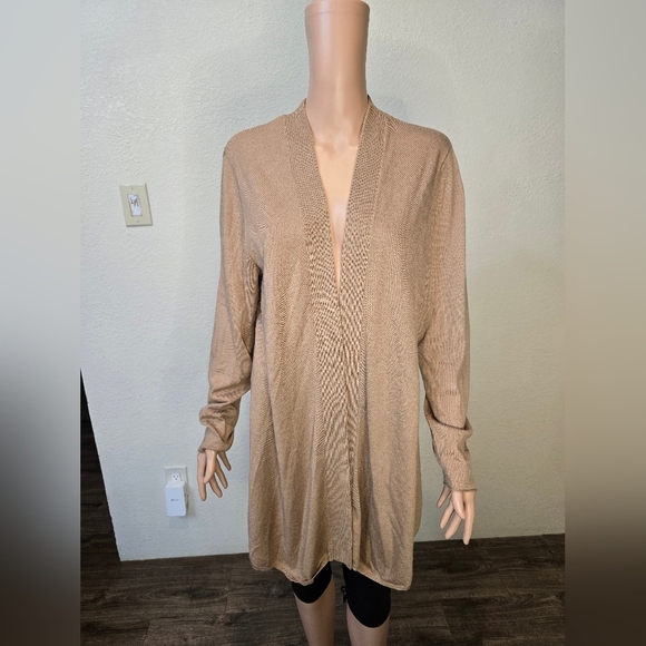 J. Jill Cardigan Sweater Size Large Open Front Tan - Picture 6 of 13